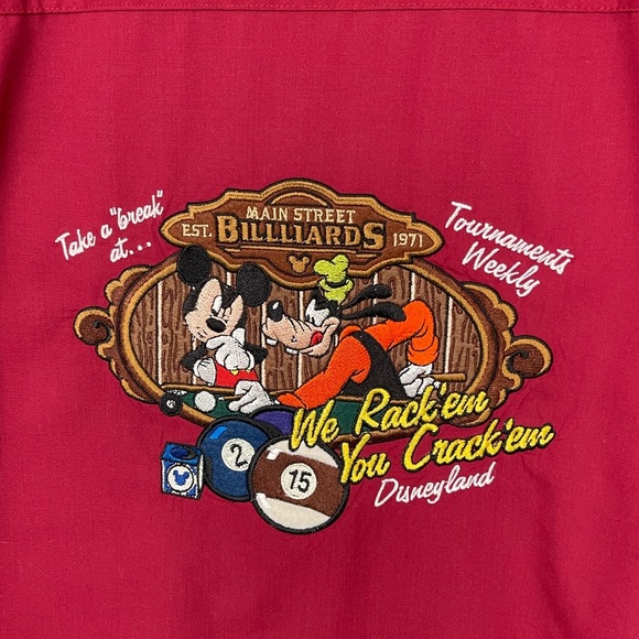 NWOT Disney’s Pool Shark Red Black Bowling Mickey And Goofy Shirt RARE - Picture 8 of 8